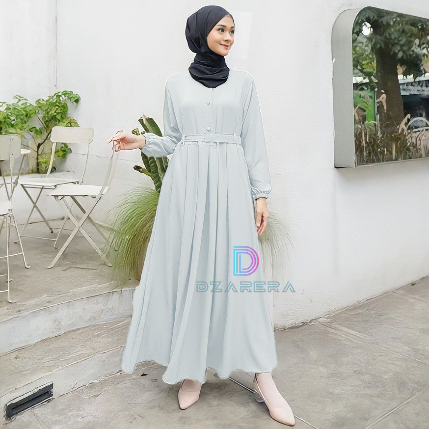 Gamis Putih Bersih Sellena Dress Crinkle Premium Gamis Wanita Jumbo Lebaran 2025 Terbaru
