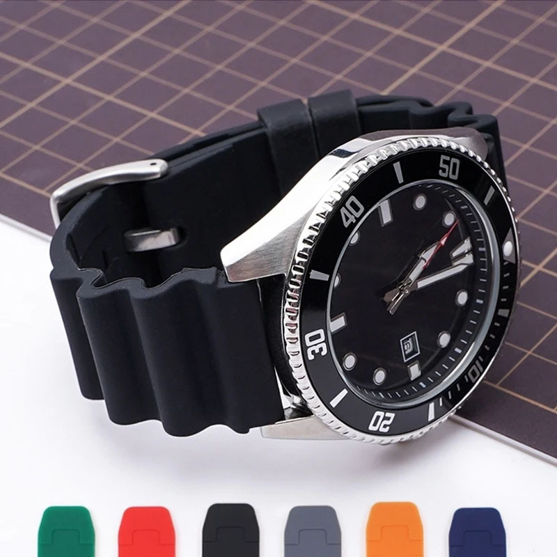 20mm 22mm Watch Band For Rolex SUBMARINER Waterproof Diving Silicone Bracelet For Seiko SKX007 SRP77