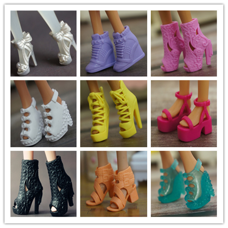 Original Doll Shoes Sandals 1/6 Doll Decors Girl DIY Dressing Toys Red Pink Blue Yellow Black Solid 