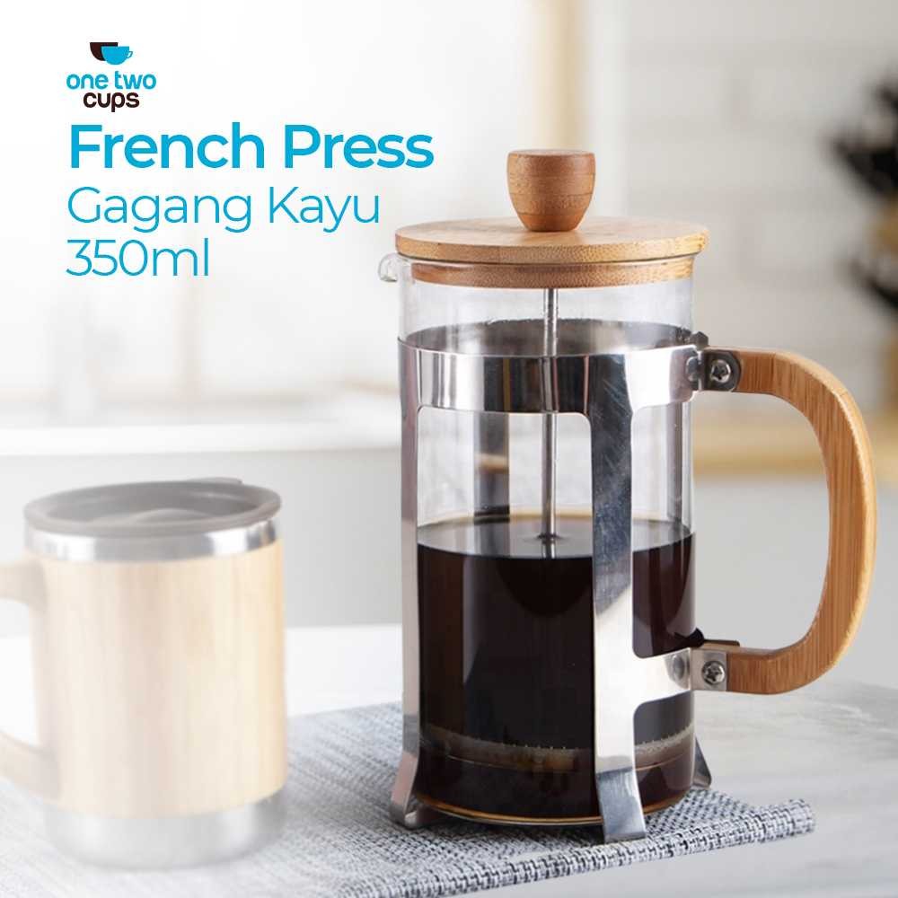 

French Press Coffee Maker Pot Gagang Kayu 350 ml