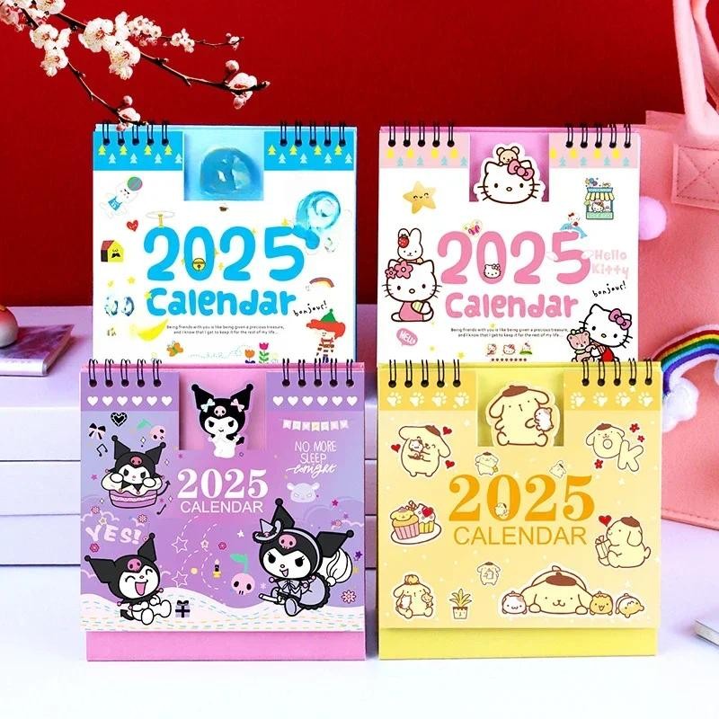 

Sanrio Hello Kitty 2025 Calendar Desk Calendar Ornament Cartoon Kawaii Planner Agenda Daily Monthly Stationery Office Supplies