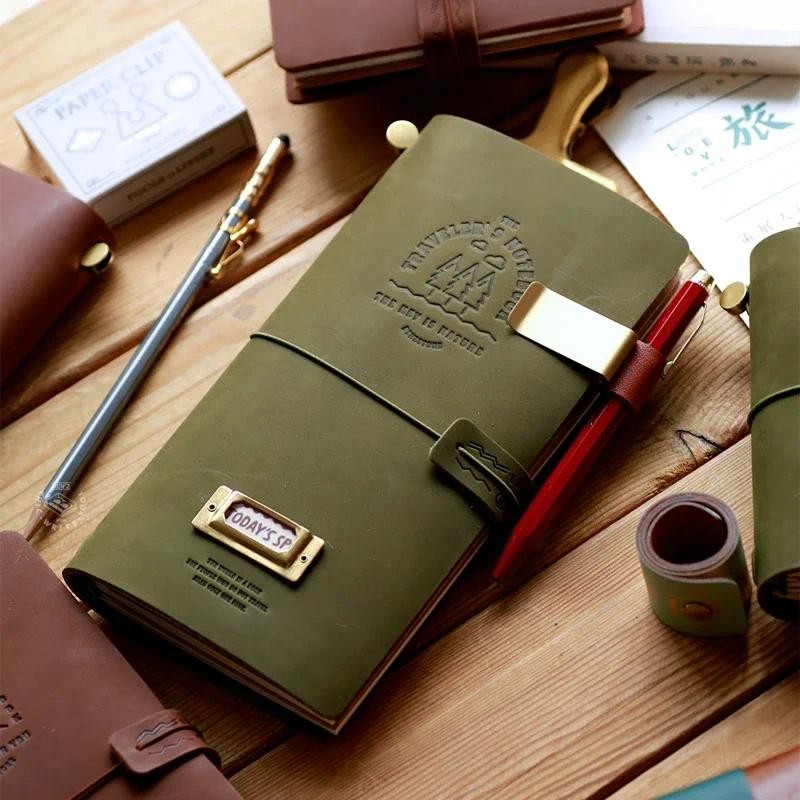 

Fromthenon First Layer Cowhide Leather Travel Notebook Standard Passport Ledger Journal Diary Notebook Stationery Supplies