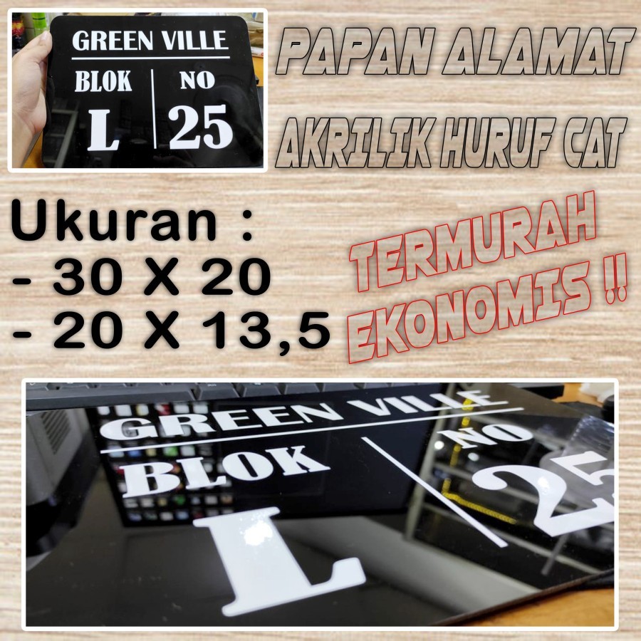 

Papan Acrylic Akrilik ALAMAT nomor rumah TERMURAH EKONOMIS HARGA PROMO!!!