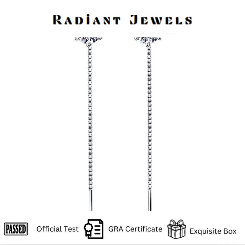 Radiant Jewels - Anting Moissanite GRA ORI Anting berlian asli Perak Klasik dan elegan Wanita anting