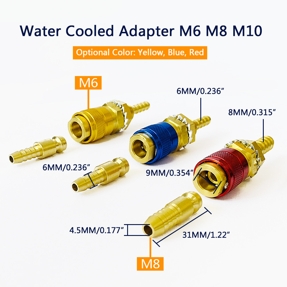 Water Cooled Gas Adapter Quick Connector Fitting For TIG Welding Torch or MIG Welding Torch Plug M6/