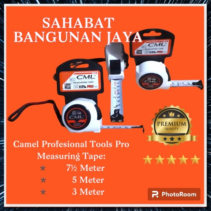 METERAN TANGAN ABS AUTOSTOP/MEASURING TAPE PREMIUM CAMEL 3M,5M,7½M - 3M