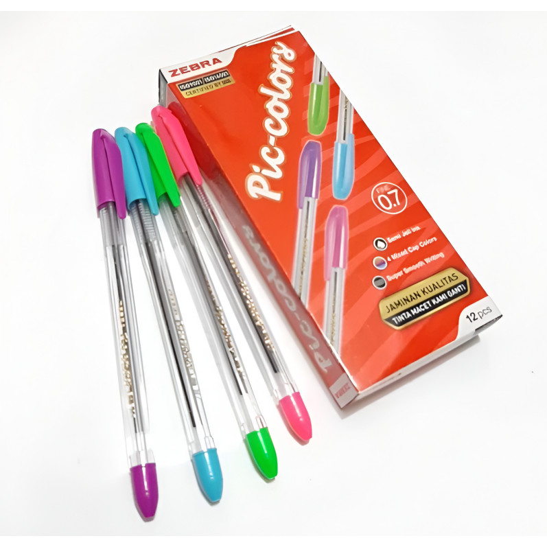

(1 PCS) Ballpoint Bolpen Pulpen Zebra Pic-Colors 0.7mm Warna Hitam Mix Barrel