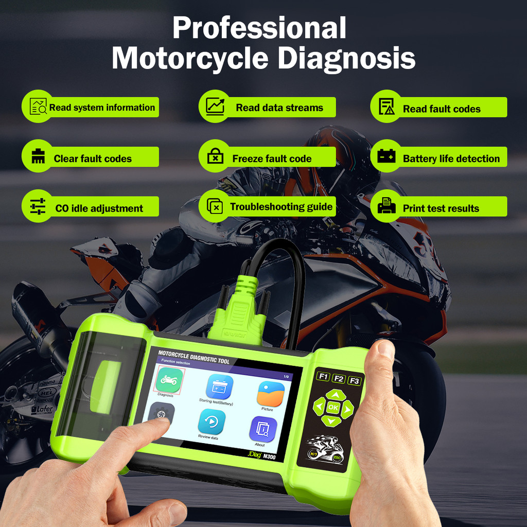 JDiag M300 Motorcycle Diagnostic Scanner Data Fault Read Code Reader Reset Service For Harley BMW Du