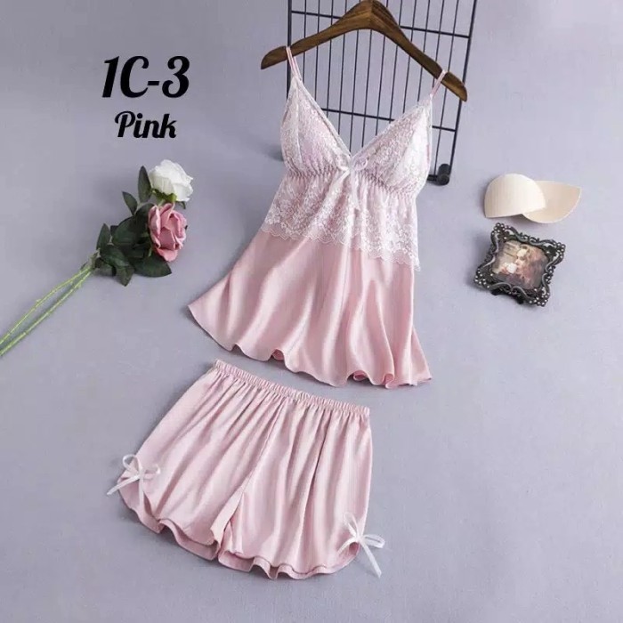 lingerie piyama satin sexy-setelan piyama satin pendek