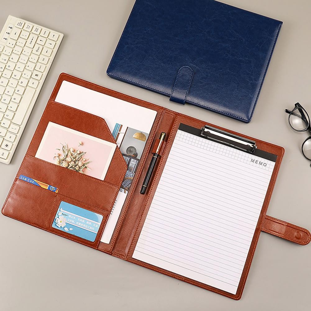 

A4 Letter Size Notepad Faux Leather Business Folder Portfolio Binder Resume Writing Pad Pen Loop Magnetic Clasp File Case