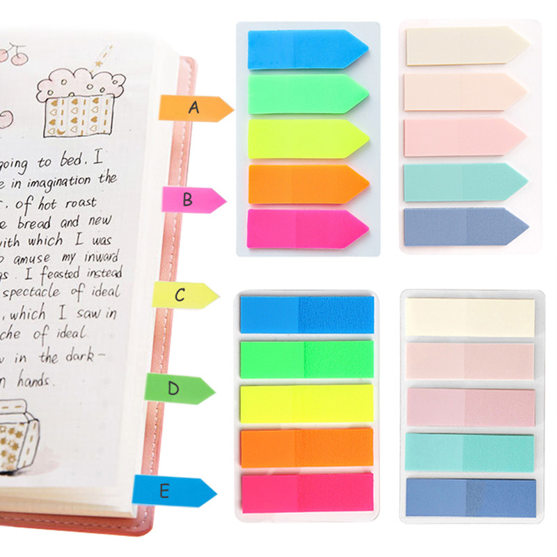 

PET Index Sticker Color Marked Sticky Notes Office Cultural Supplies Student Stationery Semi-transparent Self Adhesive Strip TMZ