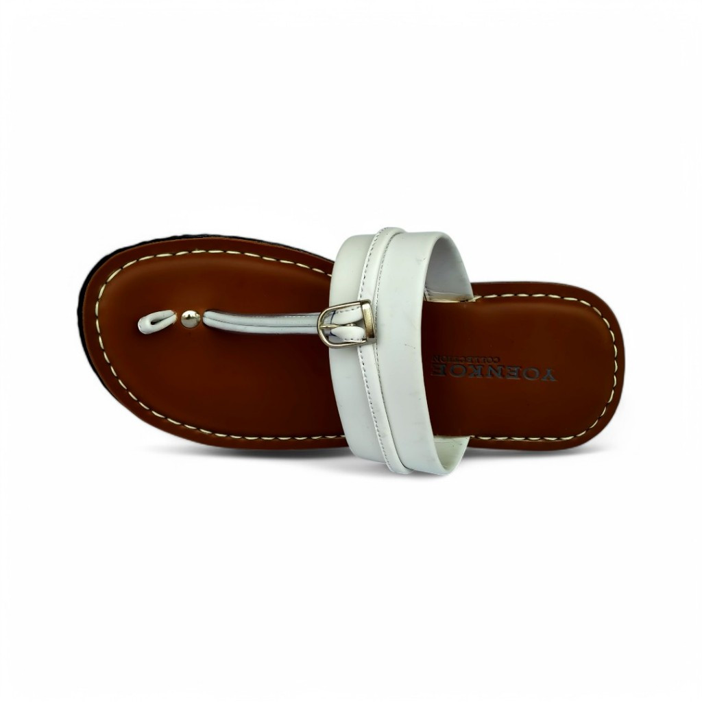 Sendal Tasik Tarumpah Kulit Sol Karet Mentah Nonslip Yoenkoe / Sandal Kulit Coklat Tarumpah