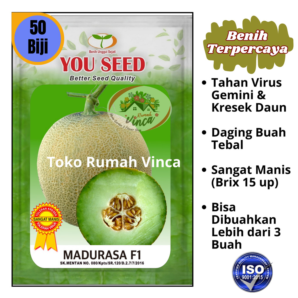 Benih Bibit Melon Madu Tahan Virus MADURASA F1 50 Biji Cap You Seed