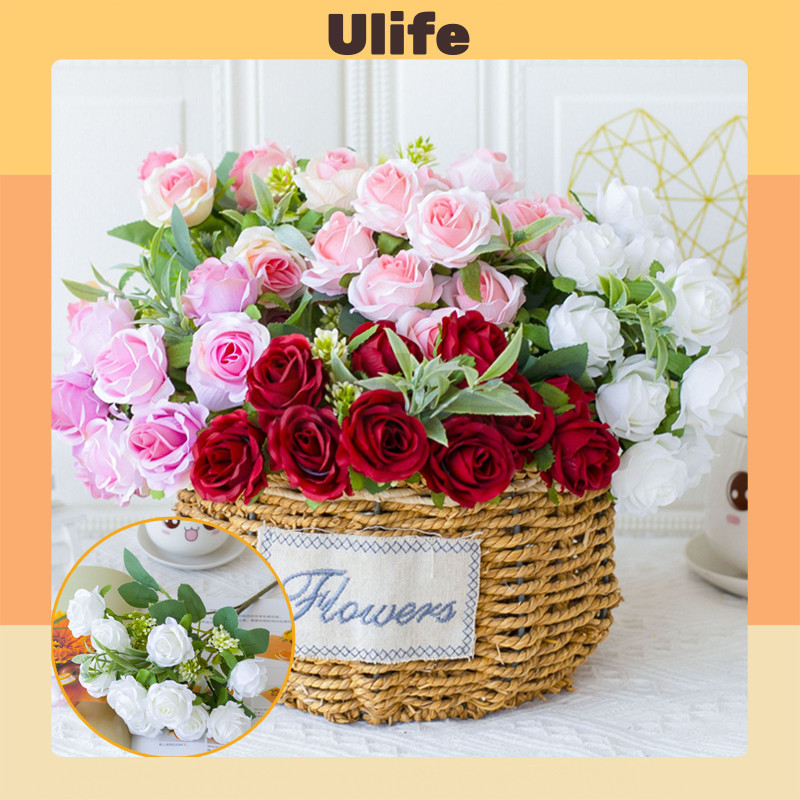 Bunga Plastik Rose 10 / Mawar Hias Artificial / Bunga Mawar Dekorasi / Bunga Hias Meja