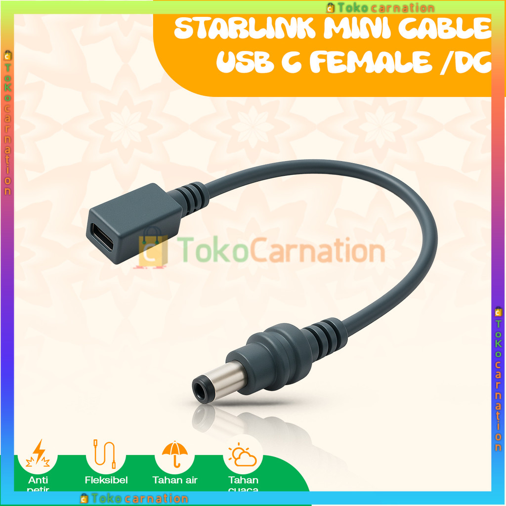 For Starlink Mini USB-C Female To DC Power Adapter AC Power Adapter Cable Transformer Converter