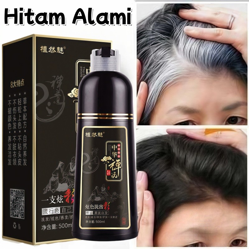 Pewarna rambut hitam sampo pewarna rambut 500ml pewarna rambut untuk menutupi warna rambut abu-abu s