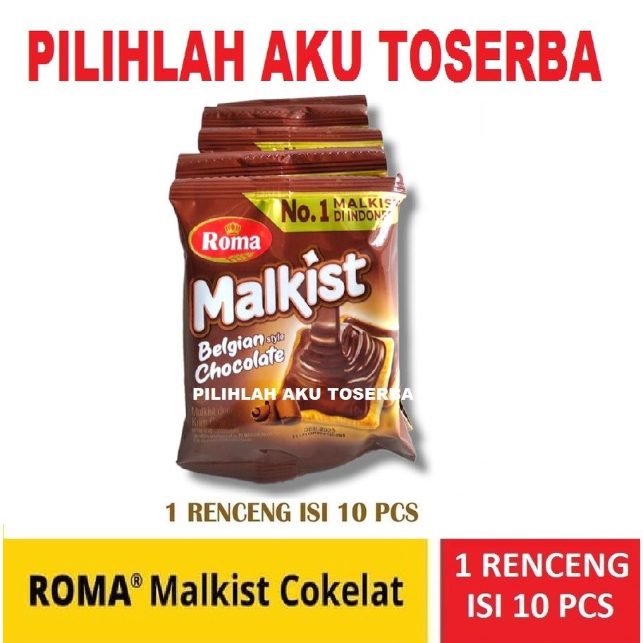 

Biskuit Roma Malkist Cokelat Coklat Creakers - 1 RENCENG isi 10