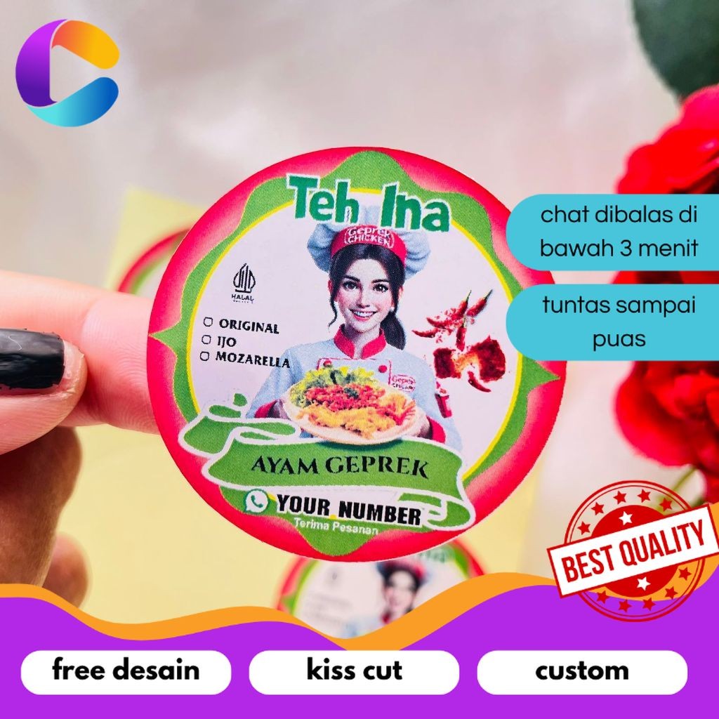 

Cetak INC 9-15 Stiker Ayam Geprek Label Makanan Box Kardus Catering Sticker Bulat Chromo Uk.Besar