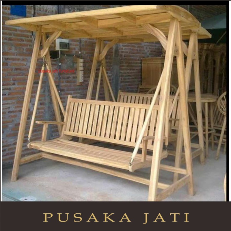 Kursi ayunan kursi malas kursi santai jati mentah pusaka jati furniture