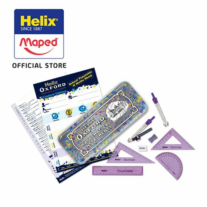 

MAPED HELIX OXFORD CAMBRIDGE MATH SET BUSUR JANGKA PENGGARIS SEGITIGA - OxfordMetUngu