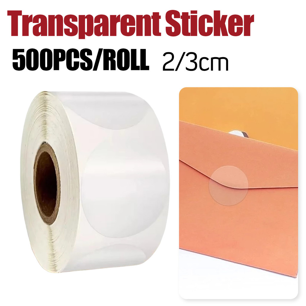 

500pcs/roll Sticker Bulat Transparan sticker segel amplop Sticker Segel Serbaguna Cocok untuk undangan dan penutup hadiah