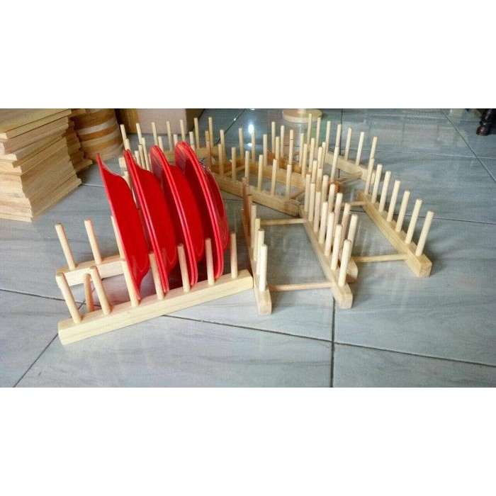 Rak Piring Kayu Pinus / Tempat Piring Kayu Pinus
