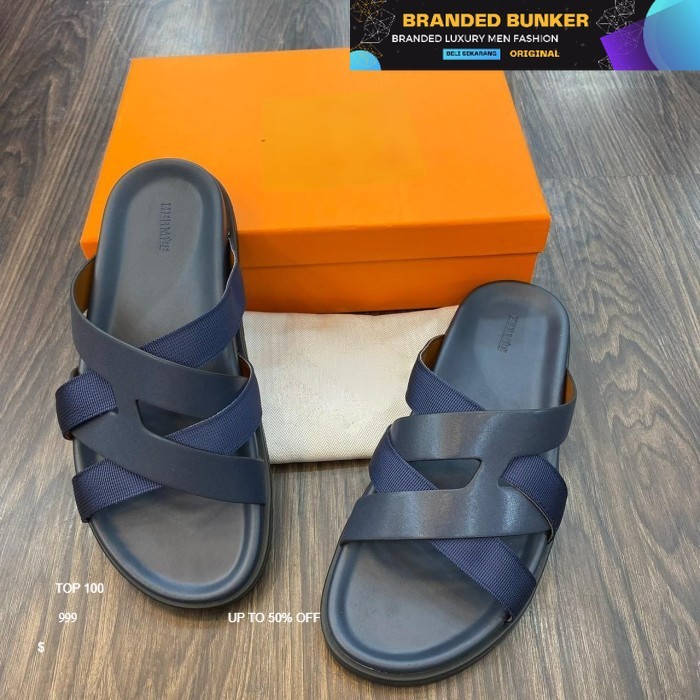 SANDAL PRIA SLIP-ON BAHAN KULIT IMPORT / SANDAL CASUAL PRIA BRANDED HIGH QUALITY / SENDAL PRIA BRAND