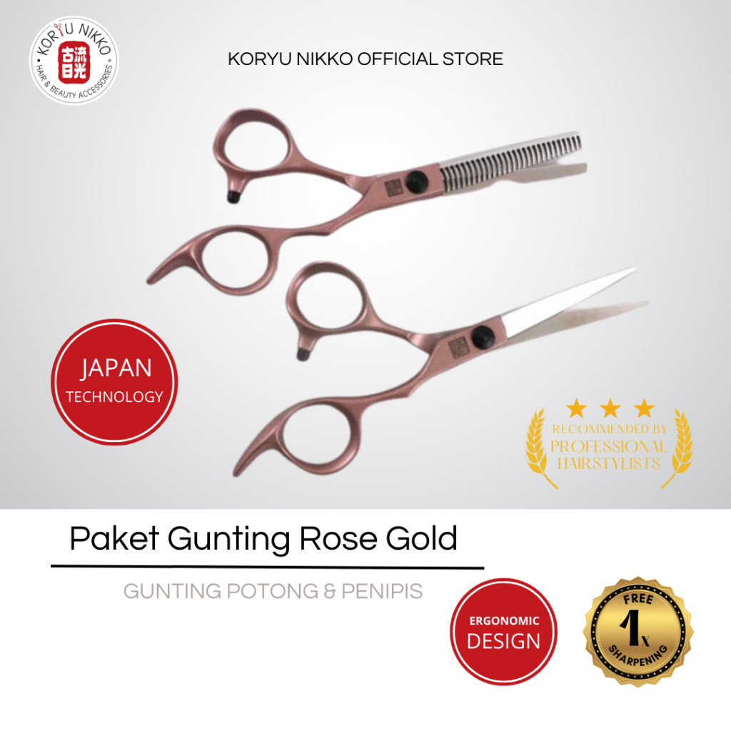 Koryu Nikko - Gunting Rambut  Original - Paket Gunting Rose Gold