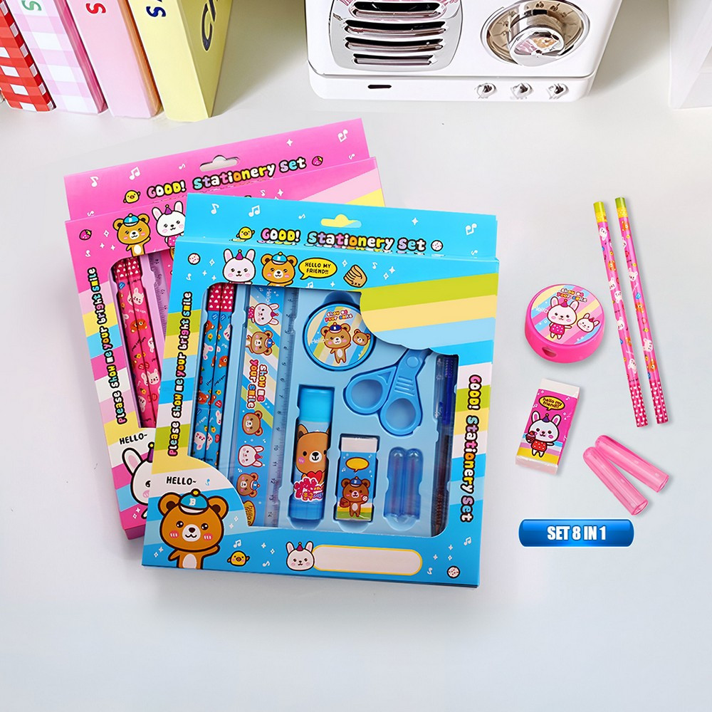 

6.6 Alat Tulis Set 8in1 Karakter Stationery Kids / Paket Alat Tulis Anak Tk / Set School Supplies for Child Writing Gift Eraser Ruler Stockami A26
