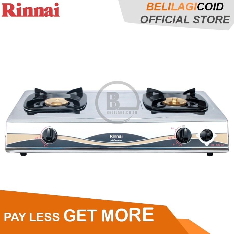 (cod) Rinnai Kompor Gas 2 Tungku RI 522 AT / Kompor Rinnai 2 Tungku RI-522AT / Kompor Gas Rinnai ORI