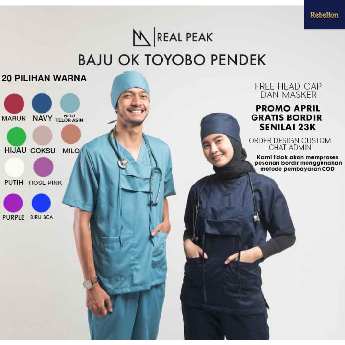 [FREE BORDIR NAMA] Baju OK Toyobo, Scrub Lengan Pendek, Baju Medis Lengan Pendek Bahan Toyobo