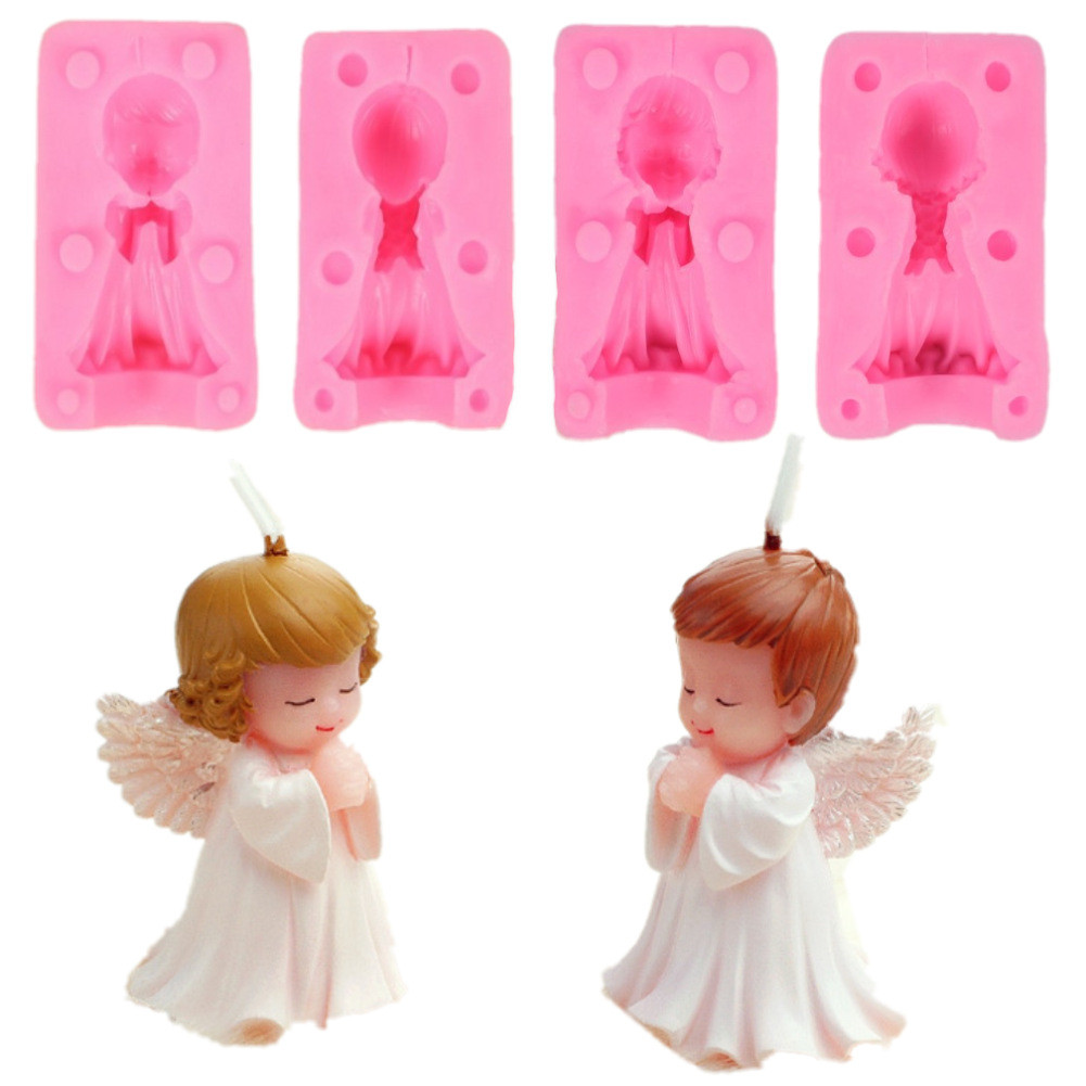 

3D Angel Girl Boy Candle Silicone Mold Lollipop Soap Mold Drop Mold Baking Cake Silicone Mold Candle Making Body Mold