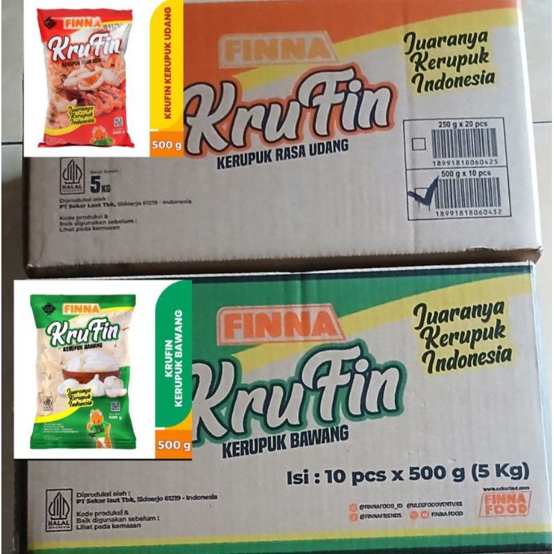 

1 DUS ( 10 PCS ) Finna Kerupuk Bawang dan Kerupuk Udang 500 gr