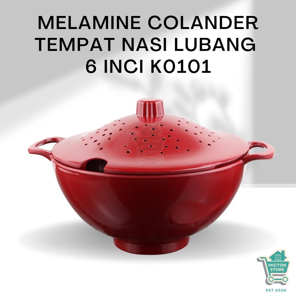 BIGTON Premium Melamine Colander / Tempat Nasi Tutup Lubang 6 Inch K0101 Colander Tempat Nasi Saring