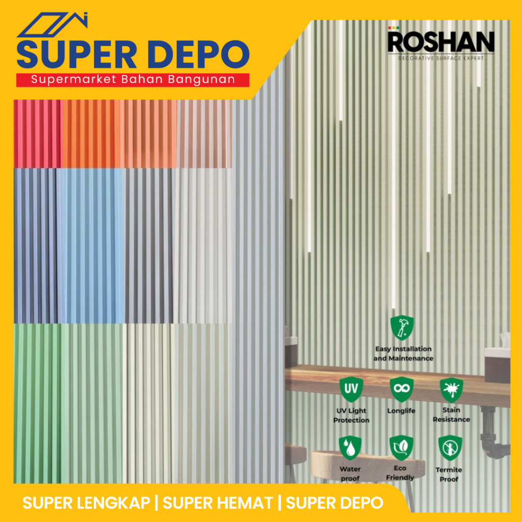 ROSHAN WPC WALL PANEL FLUTED 290 x 14,8 CM - 148 FLUTED