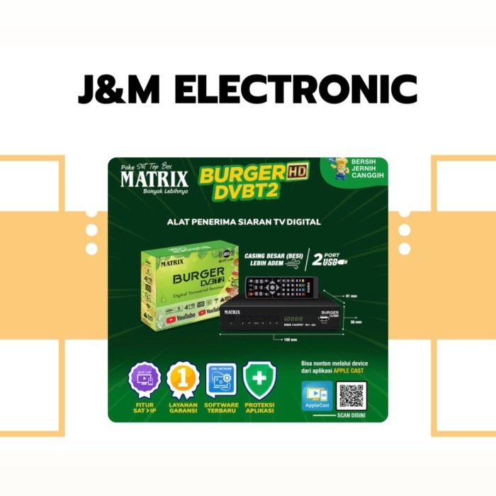 Set top box DVBT2 receiver matrix burger hijau/stb matrix burger hijau