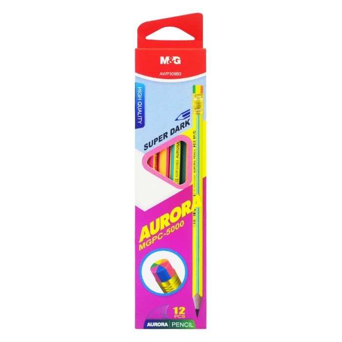 

Pensil Kayu Super Dark + Penghapus Aurora Pensil M&G 2B AWP309B5 Colorfull