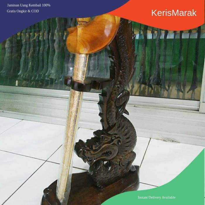 Stand Jagrak Dudukan Tempat Pajang Keris Kayu Ukir Naga Nogo Liong KHS9