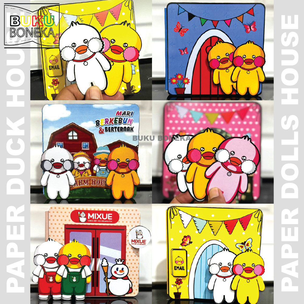 BUKU BONEKA PAPER DUCK HOUSE BEBEK VIRAL MAINAN KERTAS EDUKATIF ANAK BONGKAR PASANG BONEKA KERTAS