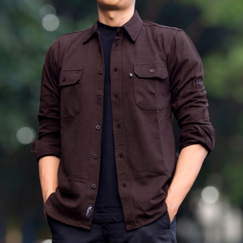 [NEW] Kemeja Polos Cokelat Tua Basic Vuxor Adventure Series - Dark Brown