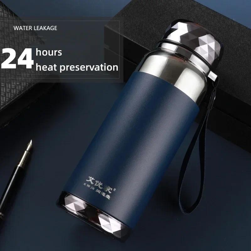 800ml 316 Stainless Steel Insulated Bottle Portable 24-hour Insulated Cup Rotary Cylinder Large Capa