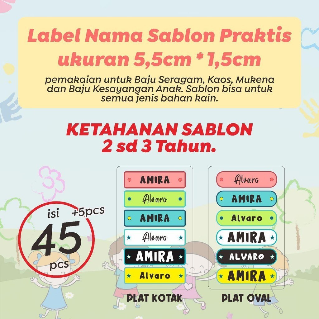 

Label Stiker Custom Anak Sekolah Label Nama Baju dan Seragam Sekolah Bentuk Kotak Bisa Untuk semua Jenis Kain Anti Luntur Anti Sobek, Cocok Untuk Seragam TK Hingga SD