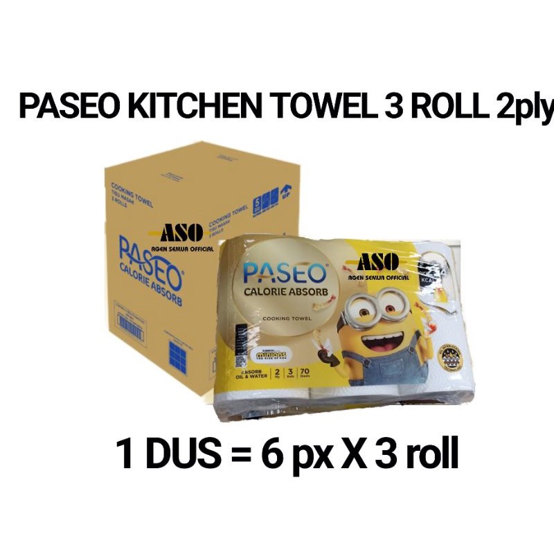 NEW DUS Tisu Tissue paseo tissue dapur kitchen towel 3 roll 70 s - PASEO CALORIE ( 1 DUS ISI 6 ) PRE