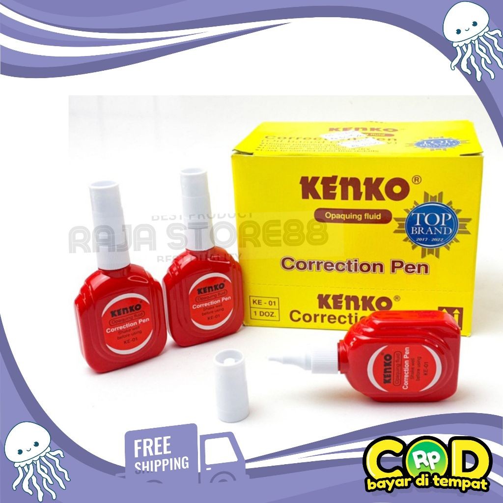 

(12 Pcs)Correction Pen / Fluid - Tip-Ex Kenko KE-01 Cair - Correction Pen