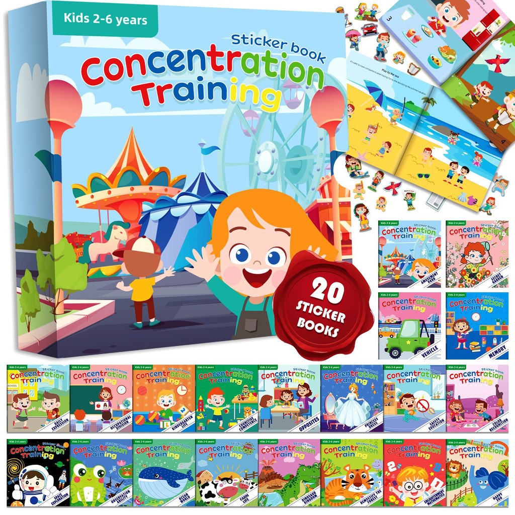 

10/20 Volumes of New Sticker Book Focus Potential Development Stickers Children Enlightenment Baby Early Education Book