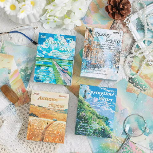 

HJK 200 Lembar Kertas Deco Scrapbook Journal FOUR SEASONS EDITION Gwiyeo Journal Paper