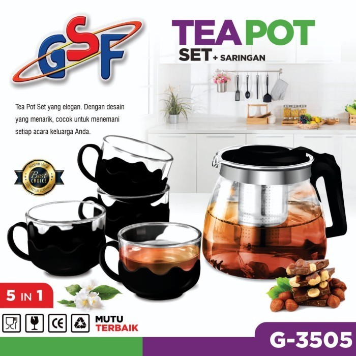 TEKO TEH POT SET GSF 3505 | Teko Tempat Tea 5 in 1 GSF 3505