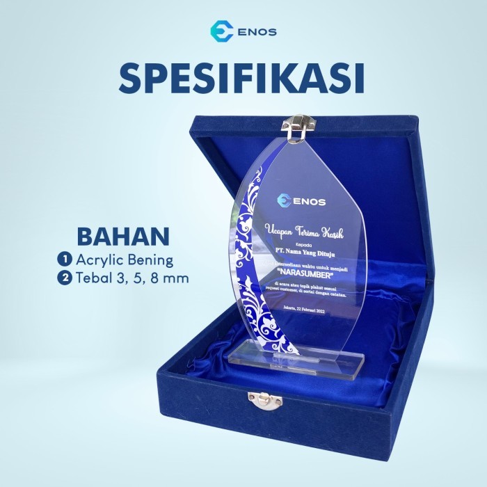 Plakat Custom Piagam Tropy Piala Vandel Plakat Akrilik - 10 X 10 CM, 3MM