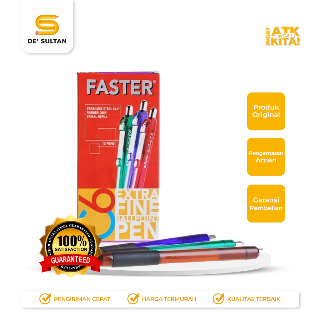 

FASTER PULPEN BALLPOIN/ BALL PEN C6 FINE (1LSN/ 12PCS)