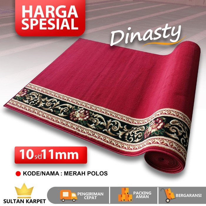 Karpet Masjid Dinasty/Tebal 11mm/Karpet Meteran/Sajadah Masjid/0,5 Mtr - Merah Polos